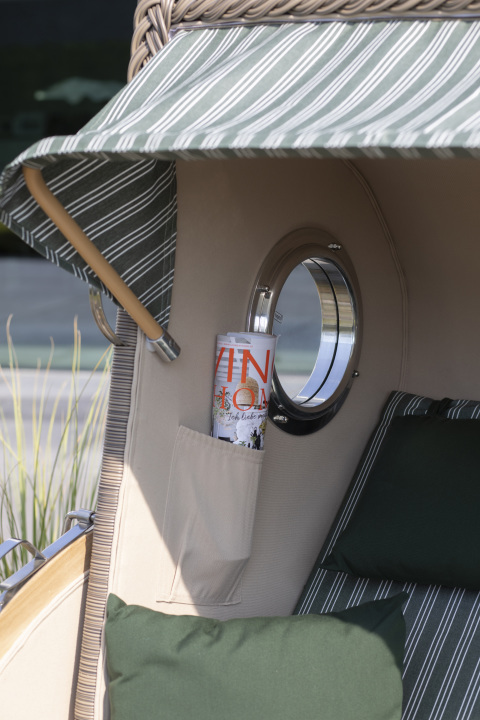 Strandkorb Rantum Teak PE grey Dessin 585 Rot